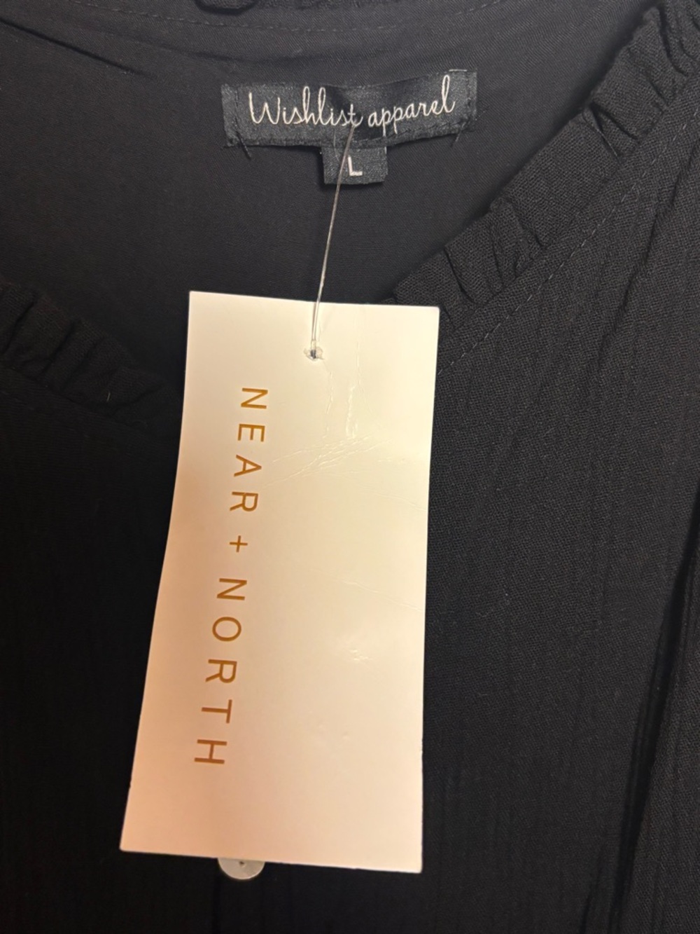 NWT Wishlist Black Button-Front Tiered Midi Dress, size L - Picture 5 of 7